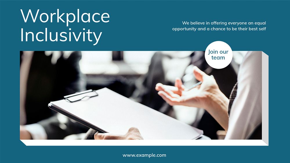 Workplace inclusivity blog banner template, editable text & design