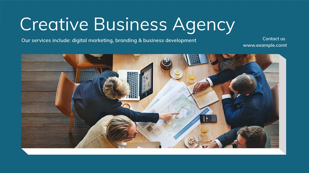 Creative business agency blog banner template, editable text & design