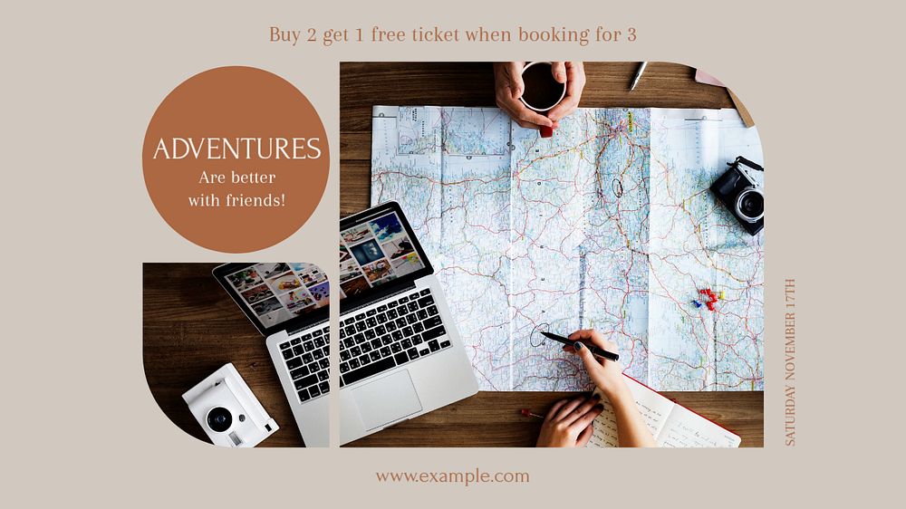 Plane ticket promotion blog banner template, editable design