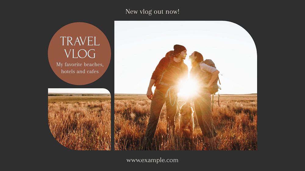 Travel vlog blog banner template, editable design