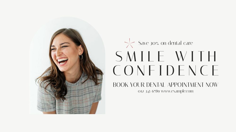 Smile confidently blog banner template, editable text