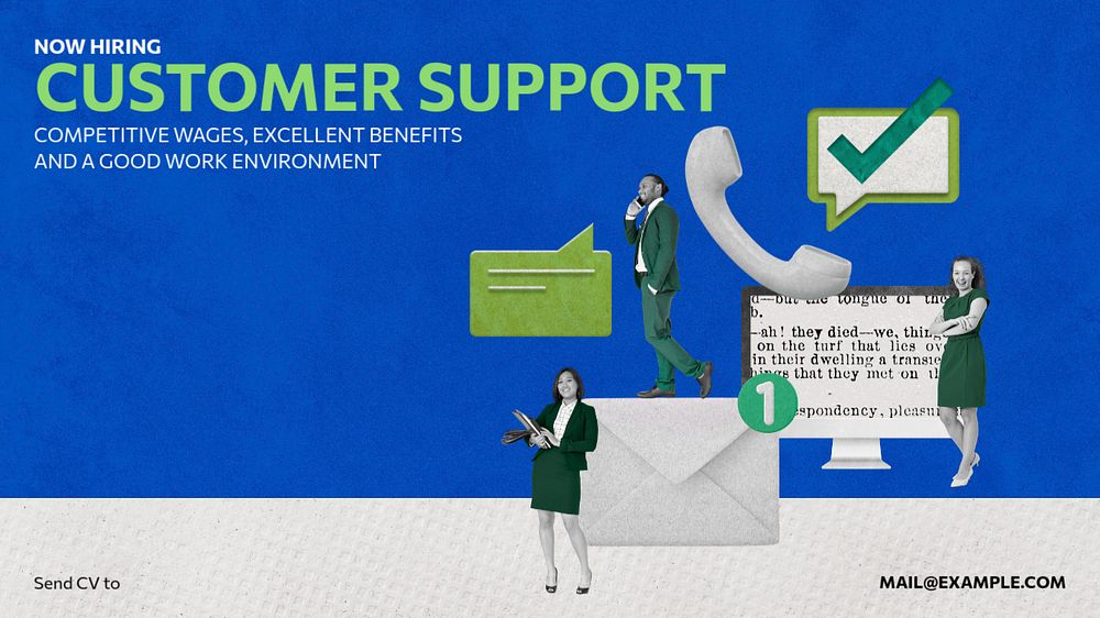 Customer support blog banner template, editable text & design