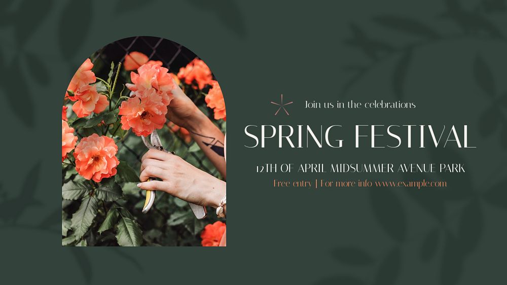 Spring festival blog banner template, editable text