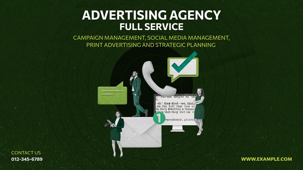 Advertising agency blog banner template, editable text & design