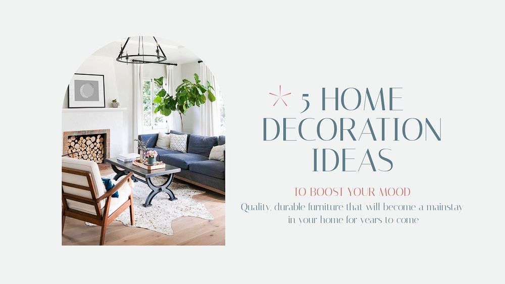 Home decoration ideas blog banner template, editable text