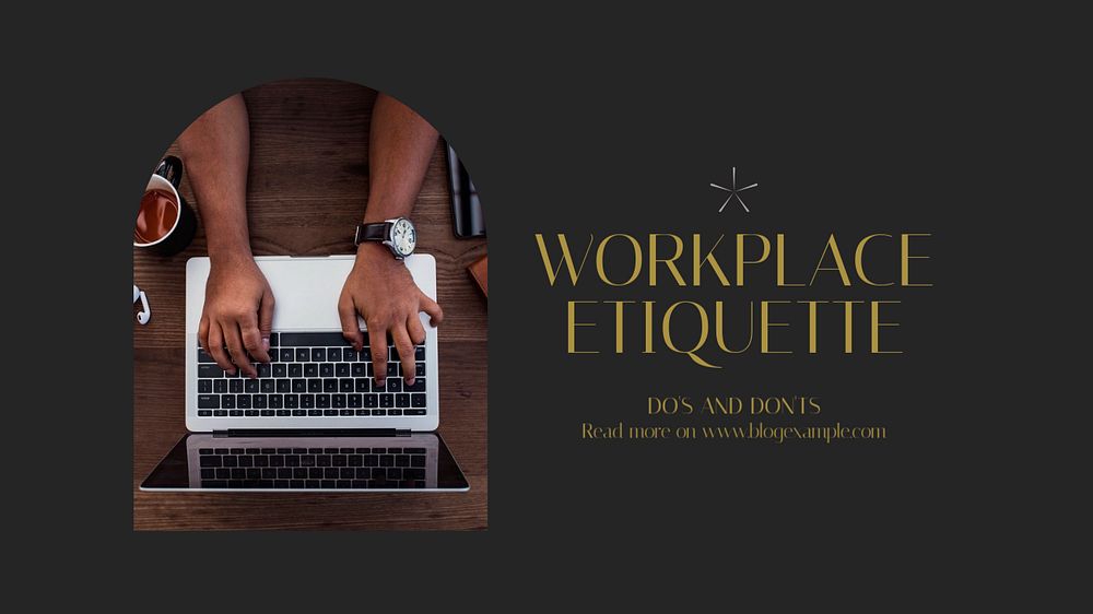 Workplace etiquette blog banner template, editable text