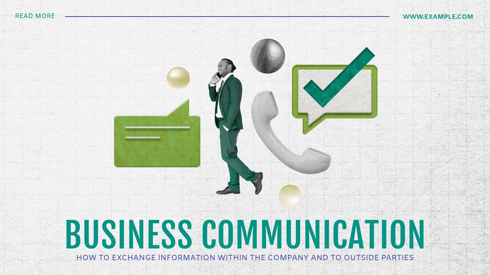 Business communication blog banner template, editable text & design