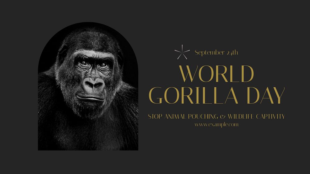 Gorilla day blog banner template, editable text