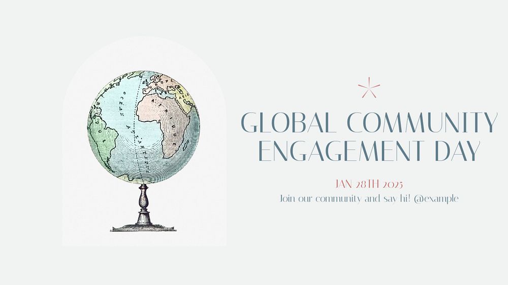 Global community engagement blog banner template, editable text