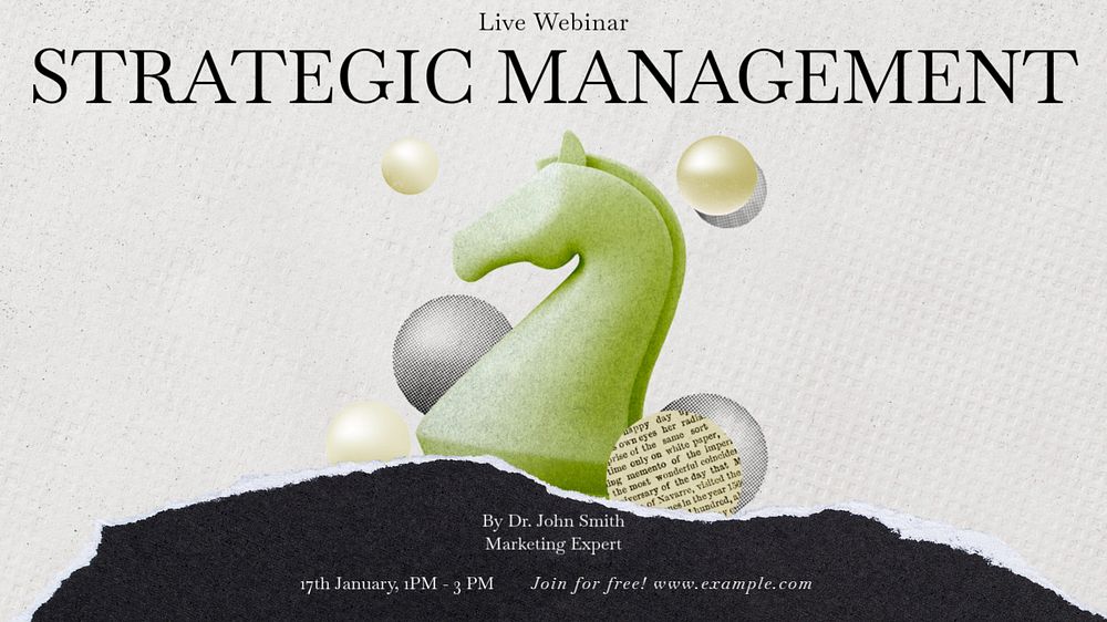 Strategic management blog banner template, editable text & design