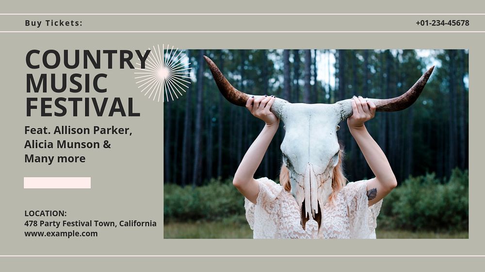 Country music festival Facebook cover template, editable design