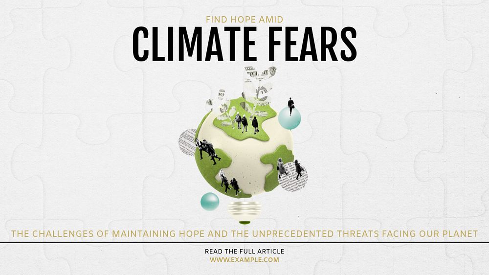 Climate fears blog banner template, editable text & design