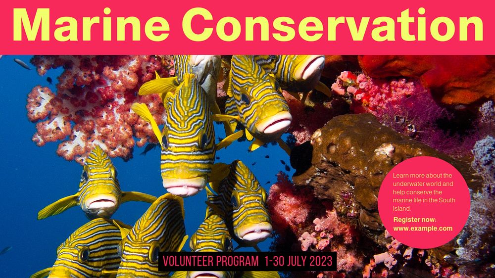 Marine conservation blog banner template, editable text & design