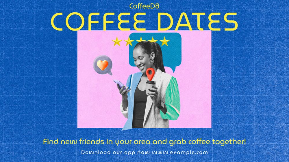 Coffee dates blog banner template, editable text & design