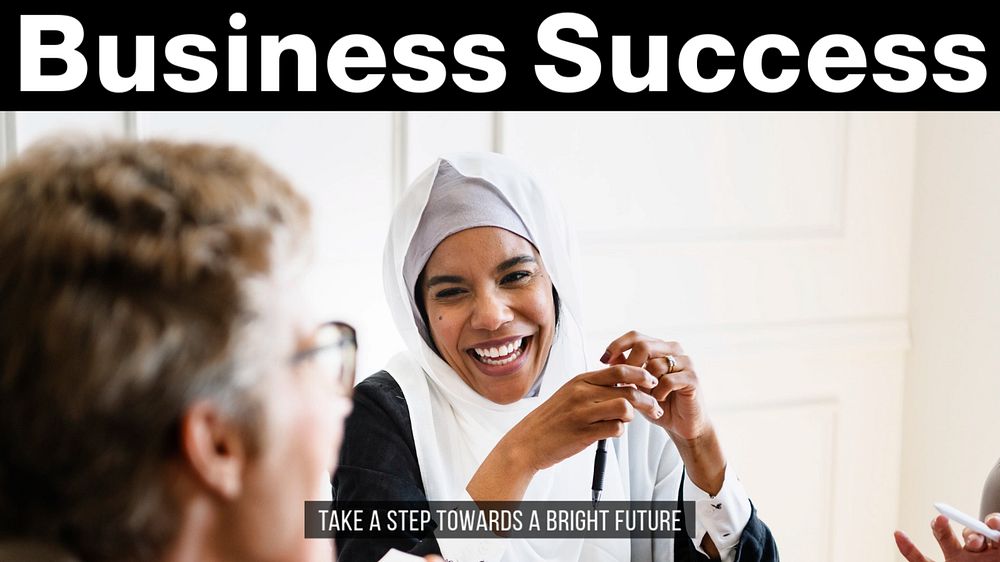 Business success blog banner template, editable text & design