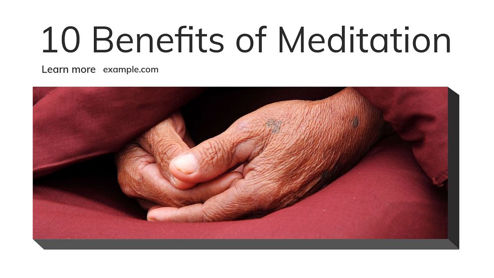 Meditation benefits blog banner template, editable text & design