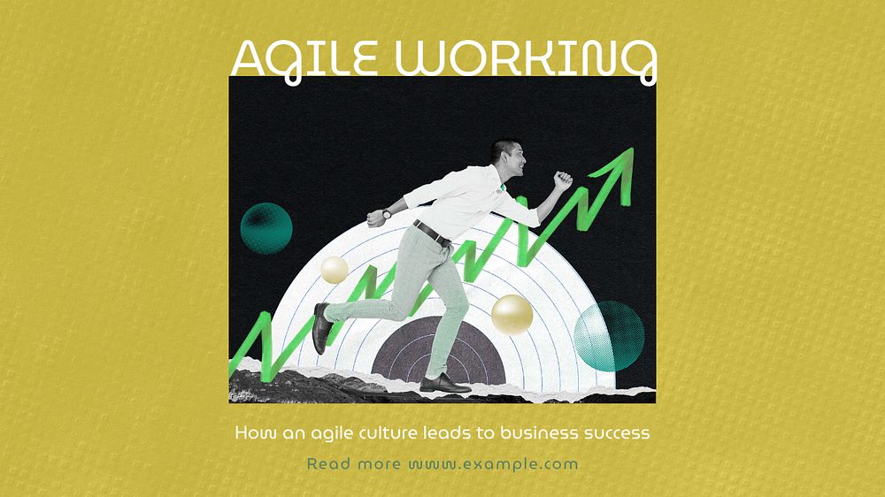 Agile working blog banner template, editable text & design