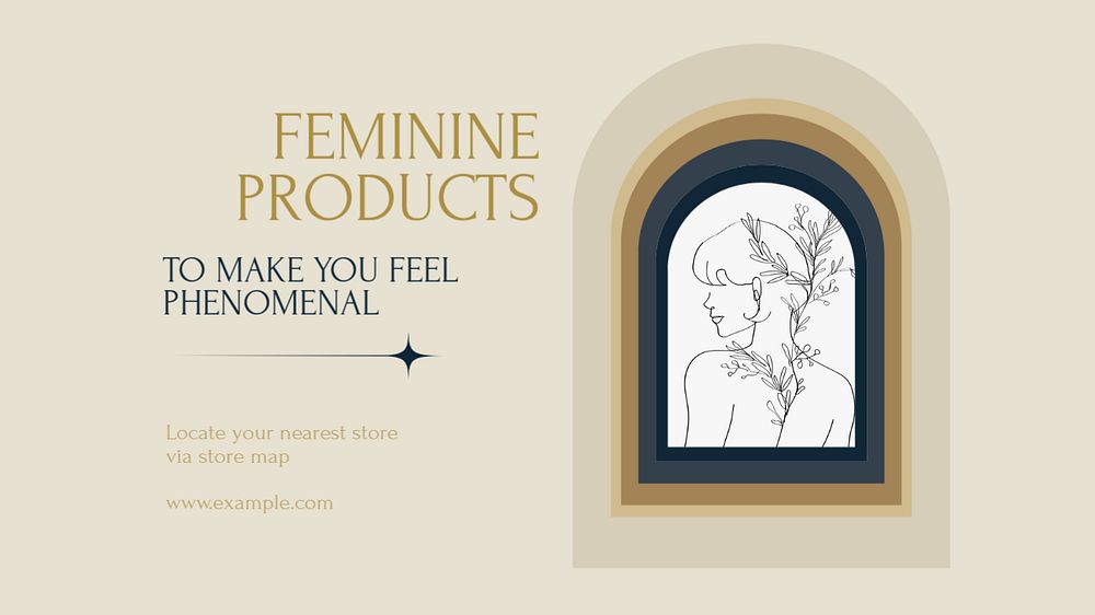 Feminine product advertisement blog banner template, editable text