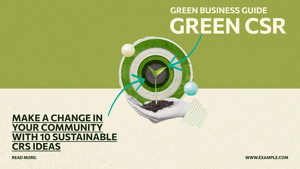 Green CSR blog banner template, editable text & design