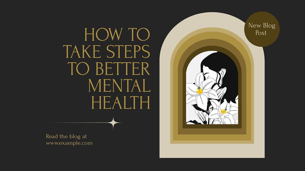 Mental health blog banner template, editable text