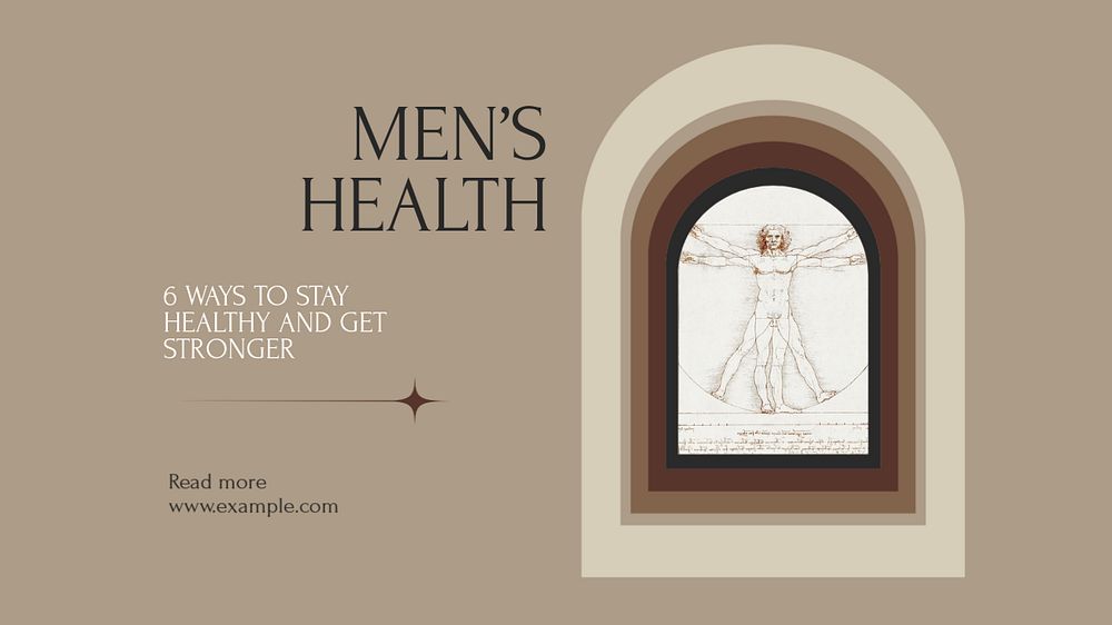 Men's health blog banner template, editable text