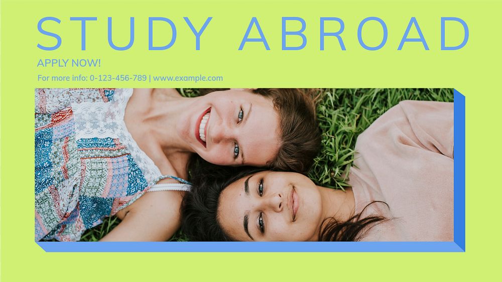 Study abroad blog banner template, editable text & design