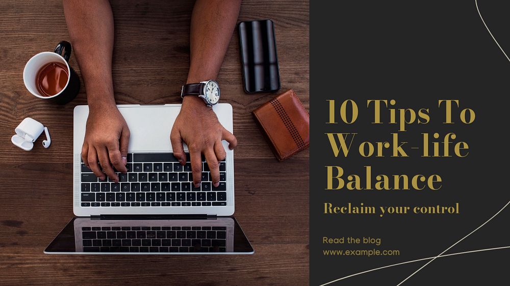 Work-life balance blog banner template, editable design