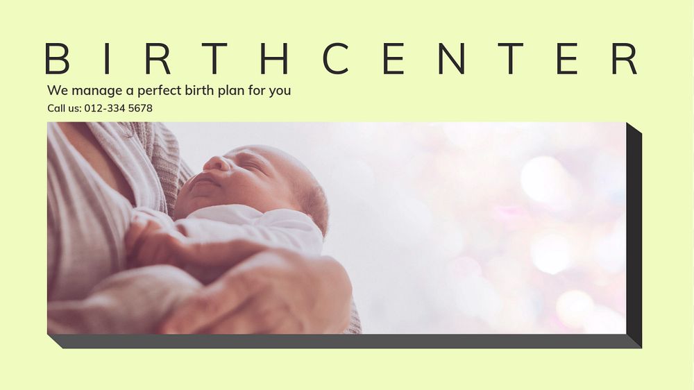 Birth center blog banner template, editable text & design