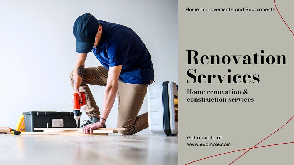 Renovation services blog banner template, editable design