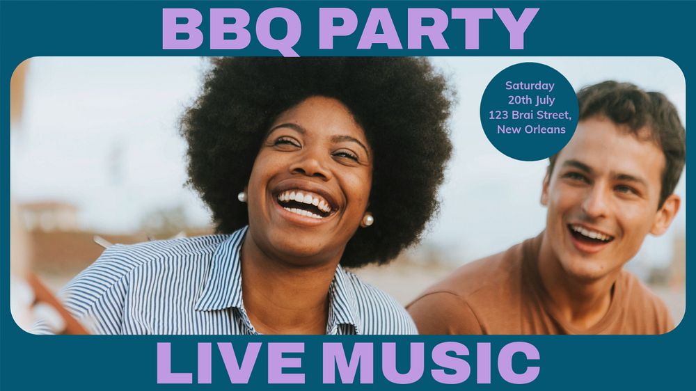 BBQ party blog banner template, editable text & design