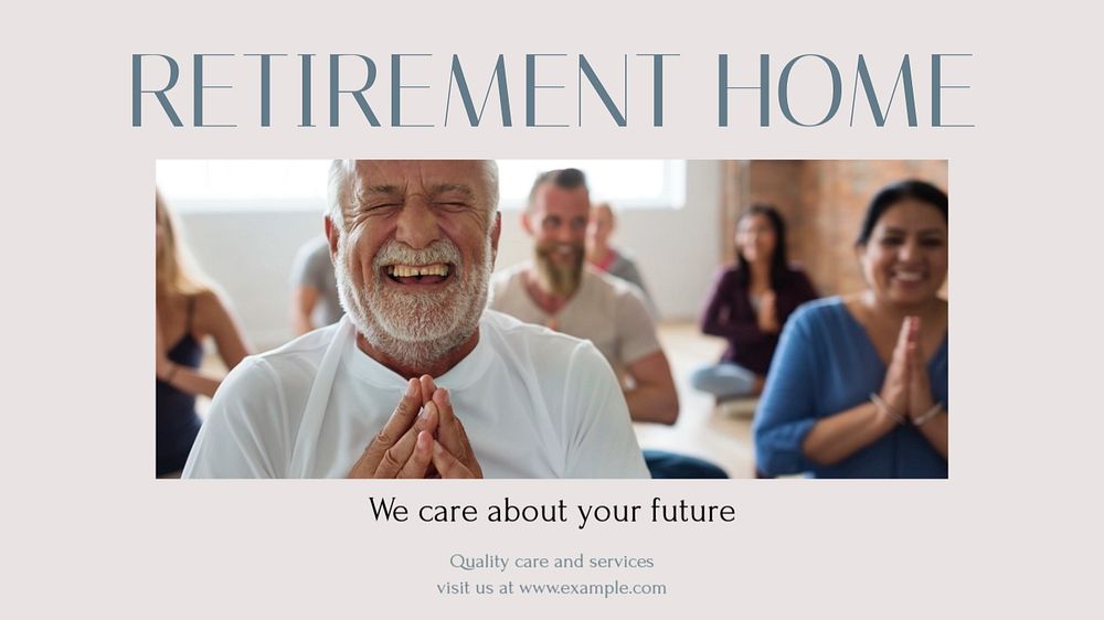 Retirement home Facebook cover template, editable design