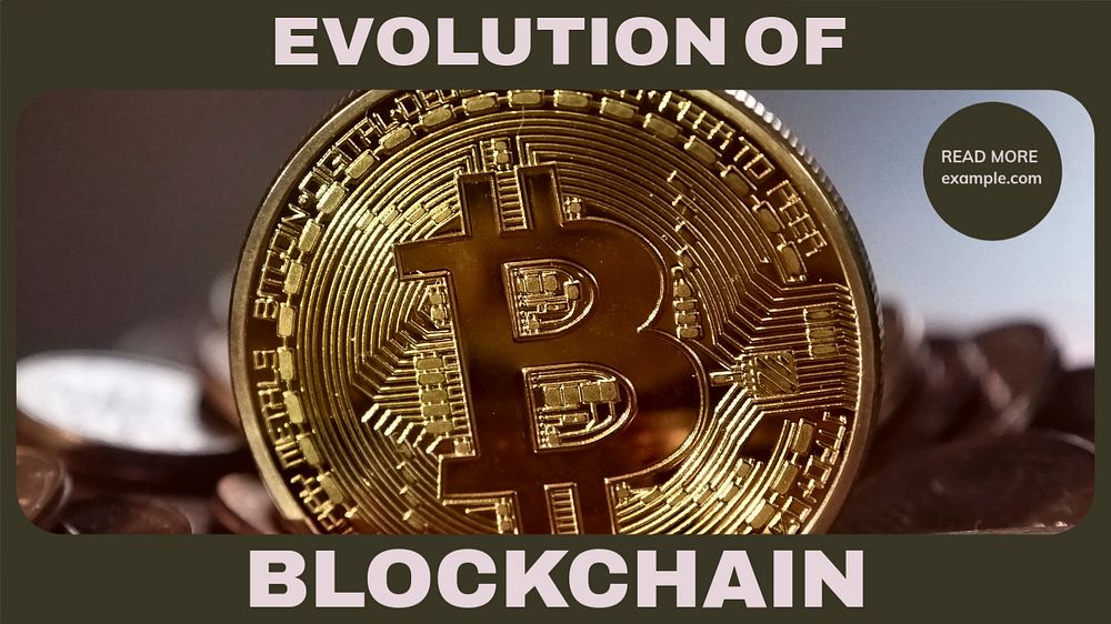 Blockchain evolution blog banner template, editable text & design