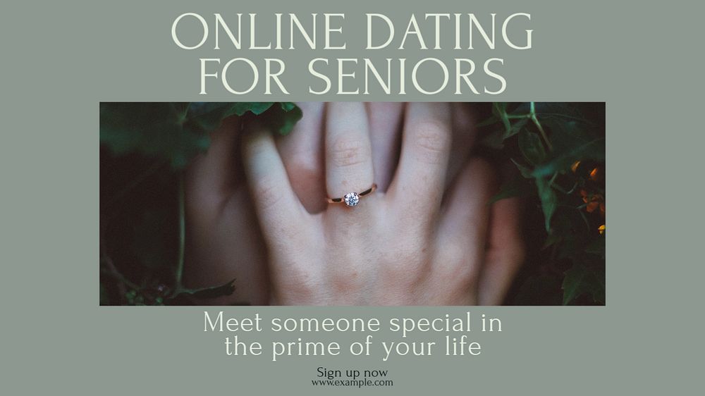 Senior online dating Facebook cover template, editable design