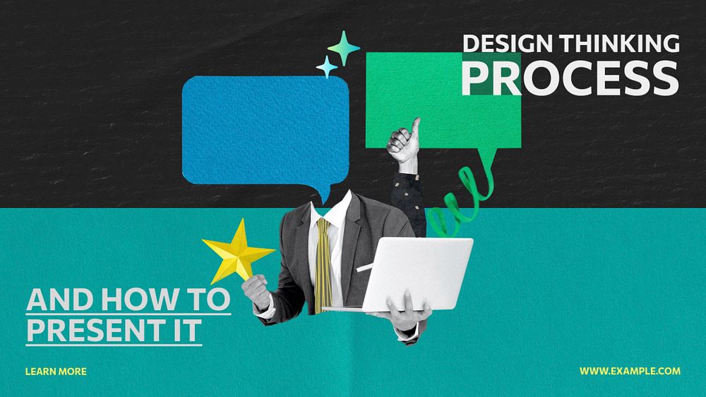 Design thinking process blog banner template, editable text & design