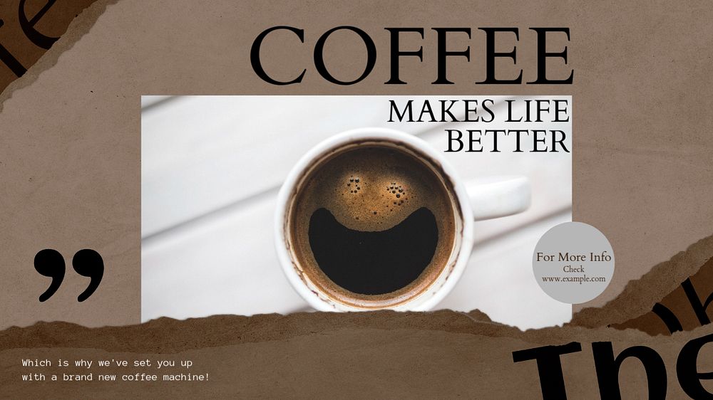 Coffee machine blog banner template, editable text