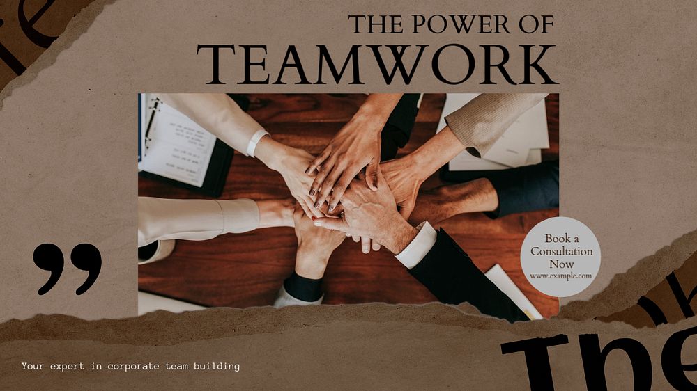 Power of teamwork blog banner template, editable text