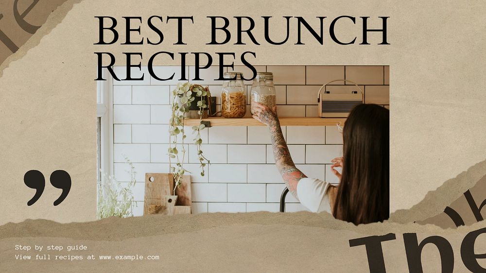 Brunch recipes blog banner template, editable text