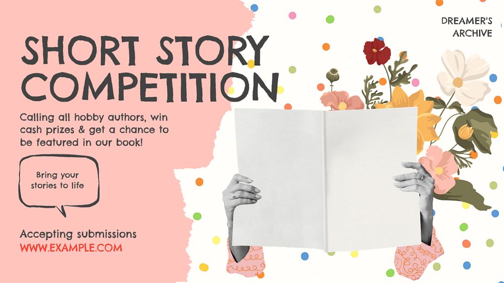 Short story competition blog banner template, editable design & text