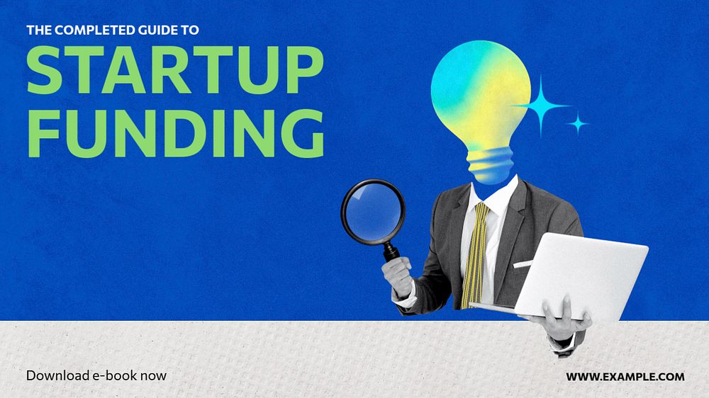 Startup funding blog banner template, editable text & design