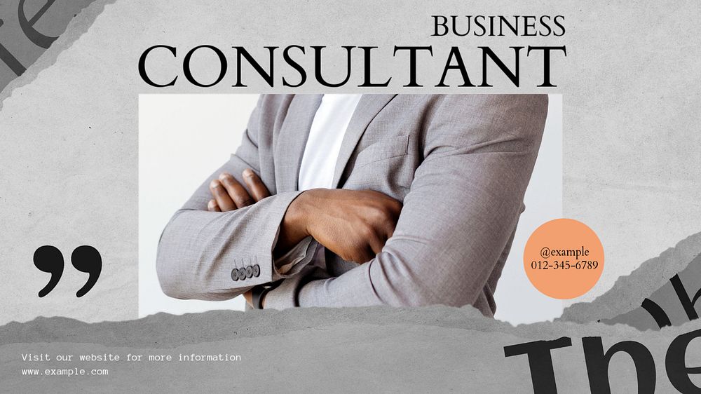 Business consultant blog banner template, editable text