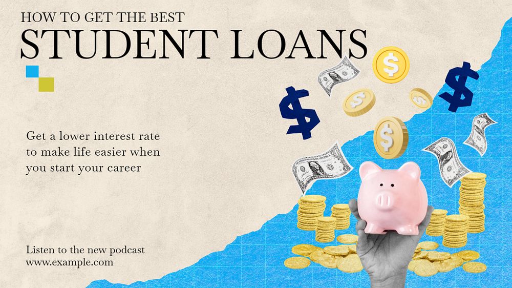 Student loans blog banner template, editable text & design