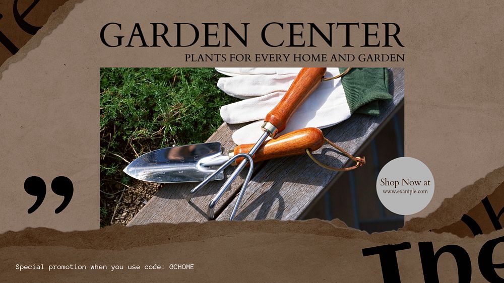 Garden center blog banner template, editable text