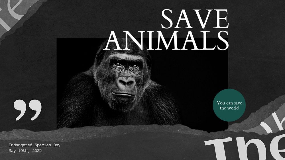 Save animals blog banner template, editable text