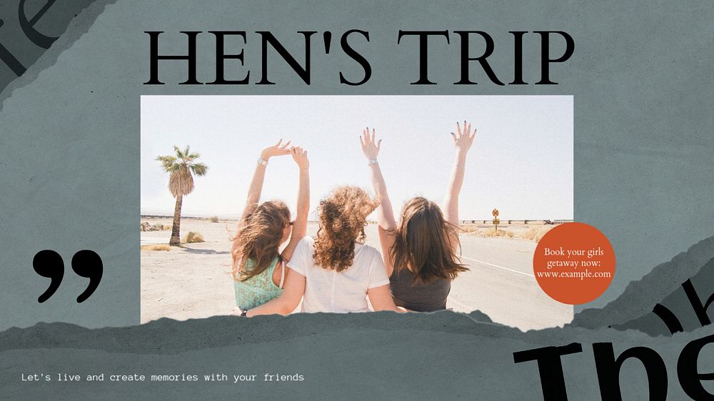 Hen's trip blog banner template, editable text