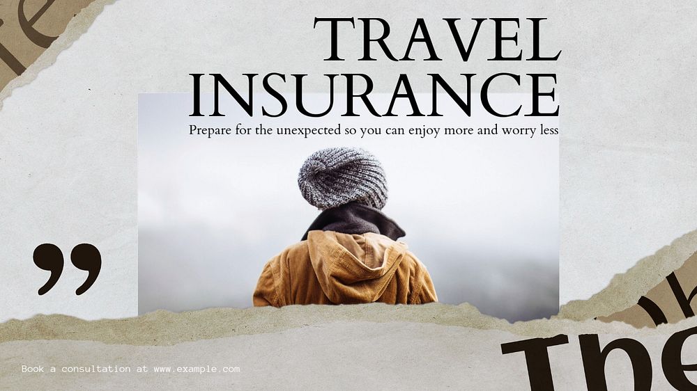 Travel insurance blog banner template, editable text