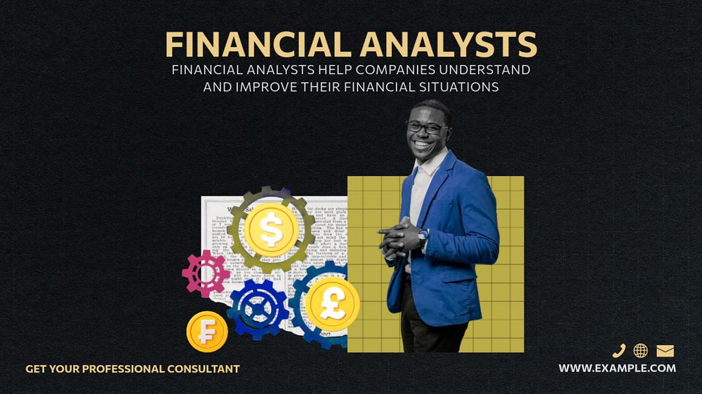 Financial Analysts blog banner template, editable text & design