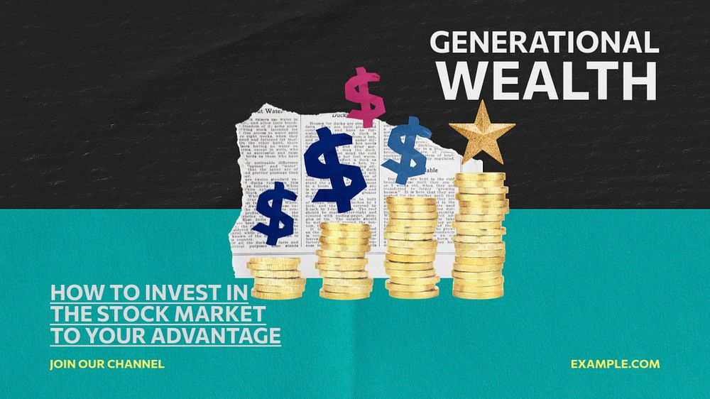 Generational wealth blog banner template, editable text & design