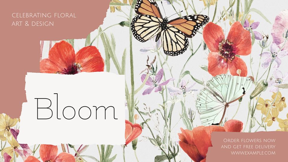 Florist ads blog banner template, editable design