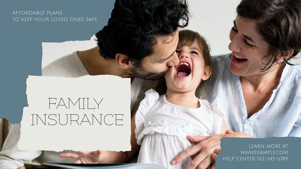 Family insurance blog banner template, editable design