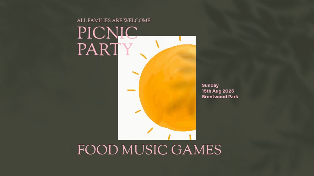 Picnic party blog banner template, editable design